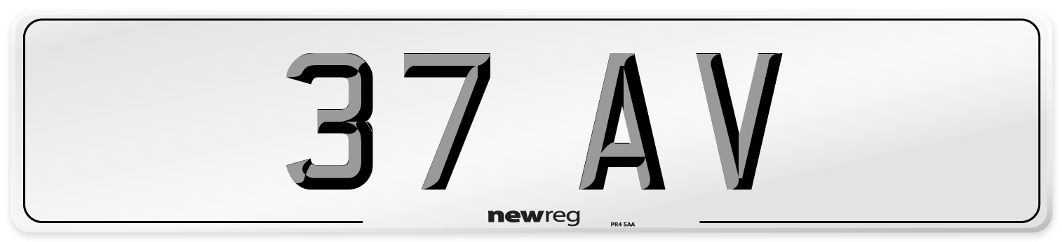 37 AV Number Plate from New Reg